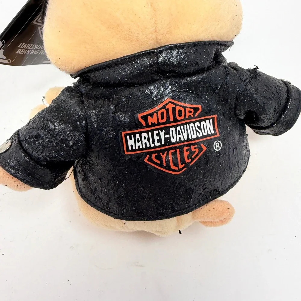 Vintage 1998 Harley-Davidson Biker Pig Bean Bag Plush Goggles Leather Jacket NWT